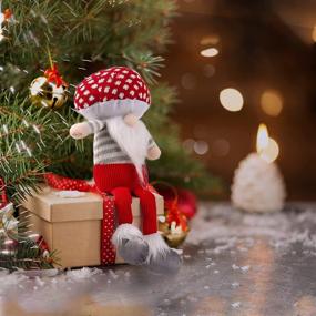 img 1 attached to 🎅 15-inch Red Mushroom Hat Gnome - Handmade Soft Plush Swedish Tomte Santa Winter Decoration Figurines - Christmas Holiday Home Decor Ornaments - Xmas SEO