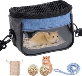 img 4 attached to 🐾 Small Animal Carrier Bag - Portable Outgoing Bag for Small Pets, Rats, Gerbils, Squirrels, Sugar Gliders - Transport Pouch with Breathable Mesh Top, Back Pocket, Shoulder Straps
