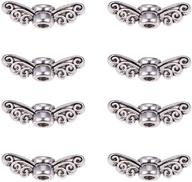 🧚 ph pandahall 200pcs fairy wing spacer beads - tibetan alloy angel wing charm beads spacers for bracelet necklace jewelry making - antique silver (14mm, hole: 1mm) logo