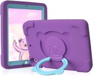 pzoz ipad kids case - shockproof protective cover for apple ipad air 1/2 / 6th gen / 5th gen 9.7 inch - rotate handle, folding stand, cute design - purple logo