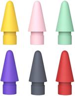 6 pack replacement color pencil tips - apple pencil tips 1st & 2nd generation compatible - red/yellow/purple/pink/gray/cyan logo