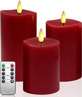 🕯️ flameless christmas red candles with flickering flame, battery operated, remote timer - home decor, pack of 3 логотип