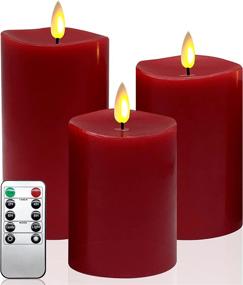 img 4 attached to 🕯️ Flameless Christmas Red Candles with Flickering Flame, Battery Operated, Remote Timer - Home Decor, Pack of 3