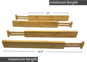 img 1 attached to 🗄️ Organize Your Space with Expandable Bamboo Drawer Dividers Set of 4 – Adjustable Separators (17-21.8&#34;) – Ideal for Kitchen, Bathroom, Bedroom, Dresser, Junk Drawers