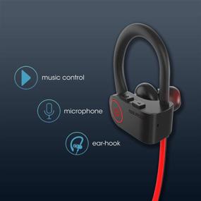 img 3 attached to Noot NP11 Беспроводные наушники Bluetooth внутриканальные с микрофоном, регулировкой громкости и пультом - Влагозащищенные наушники IPX7 для спорта, тренировок, бега, занятий в спортзале (черные)