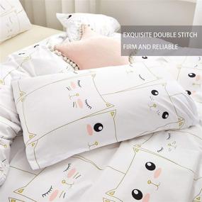 img 2 attached to YZZ COLLECTION Queen Bedding Duvet Cover Set, Premium Microfiber, Mini Cats Design on Comforter Cover - 3pcs: 1x Duvet Cover 2X Pillowcases, Zipper Closure