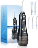 💦 dental water flosser: professional 300ml water tank, 5 modes, rechargeable, ipx7 waterproof - ideal for teeth, braces, gum and bridges. portable for home & travel. logo