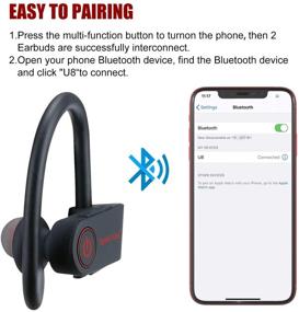 img 1 attached to Наушники SparkVibe Bluetooth IPX8, водонепроницаемые: беспроводные спортивные наушники с глубокими басами HiFi, потоустойчивыми вкладышами, микрофоном, шумоподавляющей гарнитурой - идеальны для тренировок, бега, занятий в спортзале (8 часов работы)