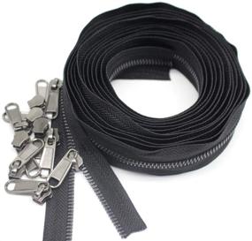 img 1 attached to YaHoGa #5 Metal Zippers by The Yard Bulk 4 Yards + 10 🤏 pcs Sliders for Bags DIY Sewing Tailor Crafts, Without Stops - Black Nickel Teeth