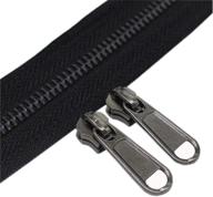 yahoga #5 metal zippers by the yard bulk 4 yards + 10 🤏 pcs sliders for bags diy sewing tailor crafts, without stops - black nickel teeth logo