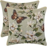 🦋 vibrant green butterfly decorative pillow cover set - september home flower pillowcase 18x18 inches (pack of 2), green логотип