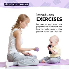 img 2 attached to 👶 Baby Dumbbell Workout Toy Set | Dumbbell & Barbell Rattle for Babies | Plush Weight Rattles | Perfect Gift for Boys & Girls, 0-36 Months