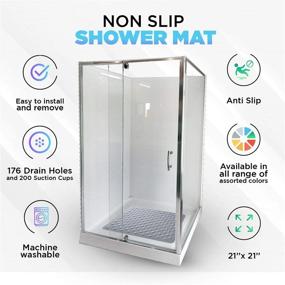 img 1 attached to 💦 ENKOSI Square Shower Mat: Non-Slip Bathtub Mat with Over 160 Suction Cups