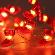 🎅 brizled 6.56ft christmas stocking fairy lights: 20 led string lights with timer, battery-powered warm white santa sock lights for diy christmas decor логотип