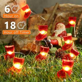 img 2 attached to 🎅 Brizled 6.56ft Christmas Stocking Fairy Lights: 20 LED String Lights with Timer, Battery-powered Warm White Santa Sock Lights for DIY Christmas Decor