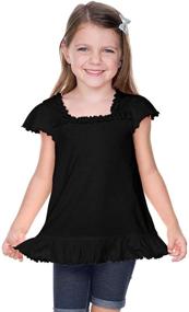 img 1 attached to 👗 Stylish & Trendy: Kavio! Girls 3-6X Sheer Jersey Ruffle U-Neck Flutter Sleeve Top