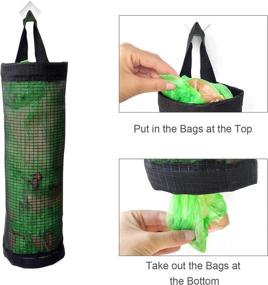 img 1 attached to 🛍️ SumDirect 2-Pack Plastic Bag Holder, Hanging Mesh Storage Bag Dispensers, Grocery Bag Storage Holder with 2 Hooks in Black and Yellow