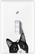 🐾 wirester single gang toggle light switch plate/wall plate cover - black and white tuxedo cat design logo
