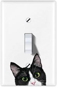 img 4 attached to 🐾 Wirester Single Gang Toggle Light Switch Plate/Wall Plate Cover - Black and White Tuxedo Cat Design