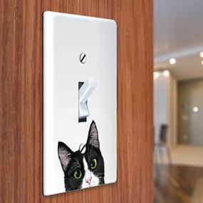 img 2 attached to 🐾 Wirester Single Gang Toggle Light Switch Plate/Wall Plate Cover - Black and White Tuxedo Cat Design