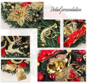 img 1 attached to 🎄 12-Inch Merry Christmas Xmas Wreath - Indoor/Outdoor Decorations, Artificial Pine Garland for Holiday Home Party Wall Window Décor, Front Door Ornament