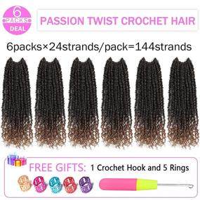 img 3 attached to 🔥 Предзатянутые пряди Passion Twist Hair 18 дюймов - 6 пачек - Медно-блонд и черный - Богемные пряди Кроче - Предварительно закрепленные пряди для крючка - Идеально подходят для чернокожих женщин (T1B/27#)