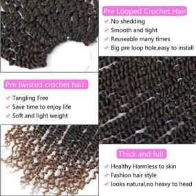 img 2 attached to 🔥 Предзатянутые пряди Passion Twist Hair 18 дюймов - 6 пачек - Медно-блонд и черный - Богемные пряди Кроче - Предварительно закрепленные пряди для крючка - Идеально подходят для чернокожих женщин (T1B/27#)