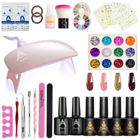 img 4 attached to Complete 39Pcs Nail Art Kit: Gel Nail Polish, LED Lamp Nail Dryer, Rhinestones, Stickers - Perfect Starter Kit for Manicure Beginners and Nail Art Lovers