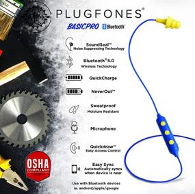 img 2 attached to 🎧 Улучшенные наушники Plugfones Basic Pro: беспроводные Bluetooth вкладыши - эффективные наушники с шумоподавлением и изолированным микрофоном и управлением (синий и желтый)