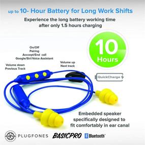 img 1 attached to 🎧 Улучшенные наушники Plugfones Basic Pro: беспроводные Bluetooth вкладыши - эффективные наушники с шумоподавлением и изолированным микрофоном и управлением (синий и желтый)