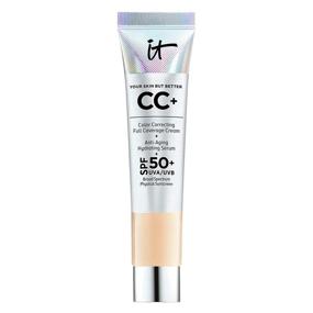 img 4 attached to 💁 IT Cosmetics Your Skin But Better CC+ Cream in Light (W) - Color Correcting Cream, Full-Coverage Foundation, Hydrating Serum & SPF 50+ Sunscreen - Natural Finish - 0.406 fl oz - Travel Size