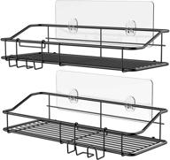 🛀 nieifi shower caddy shelf with adhesive hooks – stainless steel storage rack without drilling for bathroom, kitchen - 2 pack (black) logo