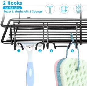 img 3 attached to 🛀 Nieifi Shower Caddy Shelf with Adhesive Hooks – Stainless Steel Storage Rack Without Drilling for Bathroom, Kitchen - 2 Pack (Black)