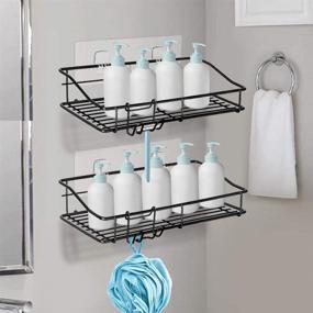 img 1 attached to 🛀 Nieifi Shower Caddy Shelf with Adhesive Hooks – Stainless Steel Storage Rack Without Drilling for Bathroom, Kitchen - 2 Pack (Black)