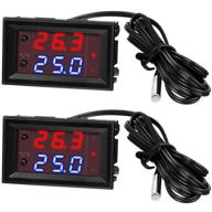 🌡️ programmable dc 12v electronic temperature controller -50 to 110°c thermostat control switch module with ntc waterproof sensor probe and dual color led display monitor (2 pieces) logo