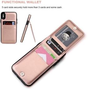 img 1 attached to 📱 KIHUWEY Premium Leather iPhone X/ iPhone Xs Wallet Case: Magnetic Clasp, Credit Card Holder, Kickstand & Heavy-Duty Protection (Rose Gold, 5.8 Inch)