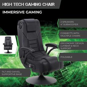 img 2 attached to 🎮 Black X Rocker Mammoth Pedestal 2.1 BT PC Office Gaming Chair - 32x26x40.9 Inches