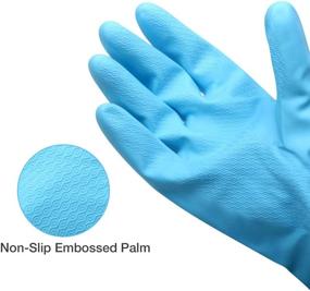 img 1 attached to 🧤 Pack of 3 Latex-Free Reusable Cleaning Gloves with Cotton Flock Liner and Embossed Palm - Waterproof Household Gloves for Dishwashing, Laundry, and Gardening (Medium)