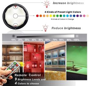 img 3 attached to 🔦 Bjour Wireless Puck Lights: Black LED Stick On Lights with Remote Control - Color Changing Under Counter Lighting for Cabinets, Closets, and More (6 Pack)