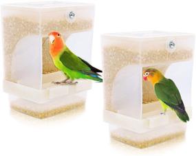 img 4 attached to 🐦 Rypet 2 PCS No-Mess Bird Feeder - Parrot Automatic Feeder for Small to Medium Birds - Integrated Seed Food Container