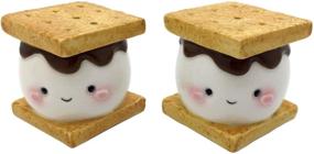 img 3 attached to 🍡 Ceramic Salt and Pepper Shaker Set - Marshmallow Smores Theme