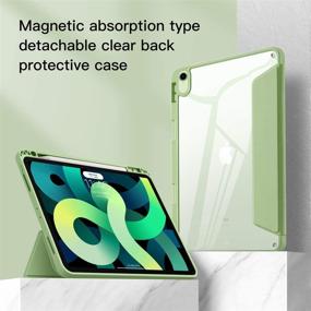 img 3 attached to 📱 GUDOU iPad Air 4 Case 2020 with Pencil Holder: Ultra Slim Trifold Design, Apple Pencil 2 Wireless Charging Support, Detachable Clear Back Cover - Perfect for iPad Air 10.9inch (Matcha)