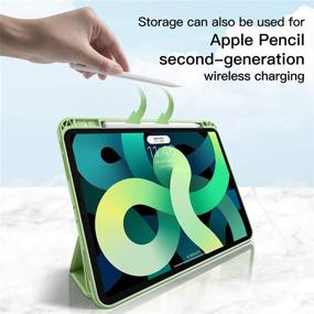 img 2 attached to 📱 GUDOU iPad Air 4 Case 2020 with Pencil Holder: Ultra Slim Trifold Design, Apple Pencil 2 Wireless Charging Support, Detachable Clear Back Cover - Perfect for iPad Air 10.9inch (Matcha)