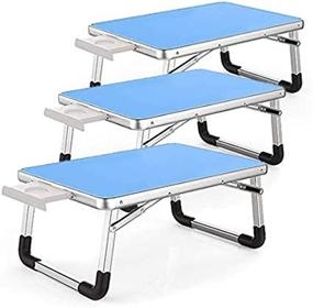 img 4 attached to Contempo Views Laptop Bed Desk Table Foldable Tray - Blue 📚 x 3: Ideal for Comfortable Reading, Writing, Drawing, Computing, and Eating from Anywhere!