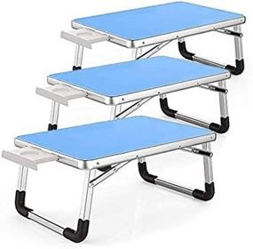 img 3 attached to Contempo Views Laptop Bed Desk Table Foldable Tray - Blue 📚 x 3: Ideal for Comfortable Reading, Writing, Drawing, Computing, and Eating from Anywhere!