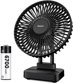 img 4 attached to EasyAcc Battery Table Fan: Powerful Air Circulation Fan with 6700mAh, 90° Adjustable, Long-Lasting, 3 Speeds, Low Noise - Ideal for Bedside, Kitchens, Dressing Tables (Black)