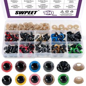 img 4 attached to 👀 Swpeet 90pcs 12MM 9 Color Plastic Safety Eyes and 10Pcs 12MM Noses Set for Dolls, Puppets, Plush Animal Making, and Teddy Bears