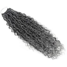 img 1 attached to 🔗 5 Packs of River Fauxs Locs Wavy Crochet Hair 18 Inch - Goddess Locs with Curly Hair in Middle and Ends - Synthetic Braiding Hair Extension (OT-gray)