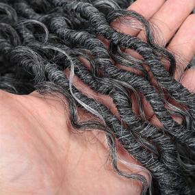 img 2 attached to 🔗 5 Packs of River Fauxs Locs Wavy Crochet Hair 18 Inch - Goddess Locs with Curly Hair in Middle and Ends - Synthetic Braiding Hair Extension (OT-gray)