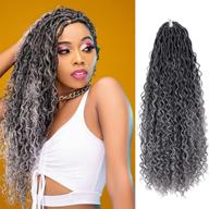 🔗 5 packs of river fauxs locs wavy crochet hair 18 inch - goddess locs with curly hair in middle and ends - synthetic braiding hair extension (ot-gray) logo